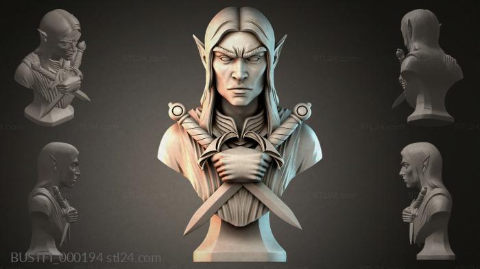 Elf bust with daggers 3d STL model