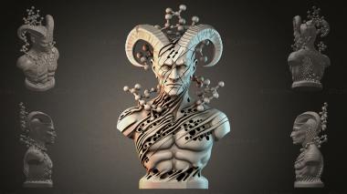 Fantasy busts Demon bust with horns 3d model