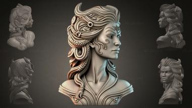 Fantasy busts Bust of a woman in profile 3d model