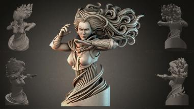 Fantasy busts Bust of a girl with hair 3d model