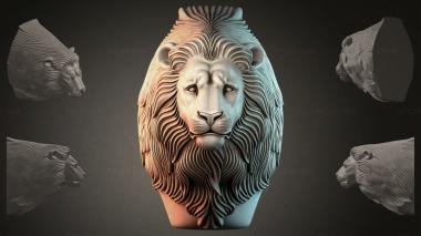 Fantasy busts Lions head 3d model