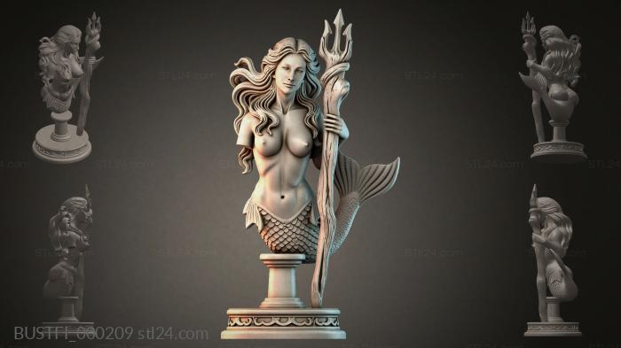 Mermaid with a Trident 3d STL model