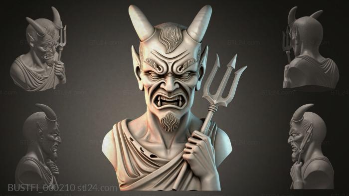 Bust of a Demon with a Trident 3d STL model
