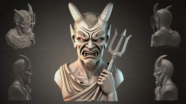 Fantasy busts Bust of a Demon with a Trident 3d model
