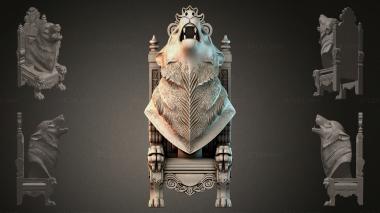 Fantasy busts Sculpture of a wolf on a throne 3d model