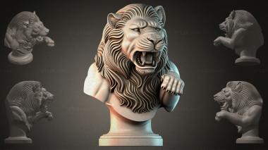 Fantasy busts Bust of a lion 3d model