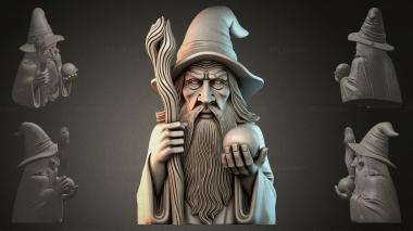 Fantasy busts Wizard with a Staff 3d model