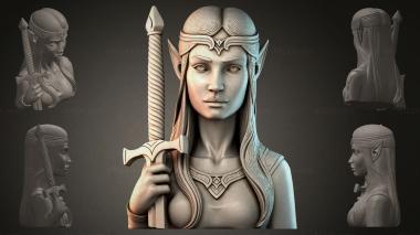 Fantasy busts Elven bust with sword 3d model