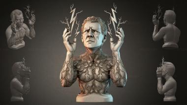 Fantasy busts Bust of a man with lightning 3d model