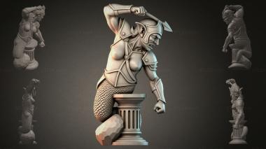 Fantasy busts Mermaid warrior with an axe 3d model