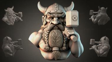 Fantasy busts Bust of a Viking with a Hammer 3d model