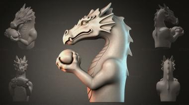 Fantasy busts Dragon with a Ball 3d model