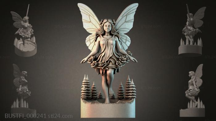 Fantasy busts (Fairy with wings, BUSTFI_000241) 3D models for cnc
