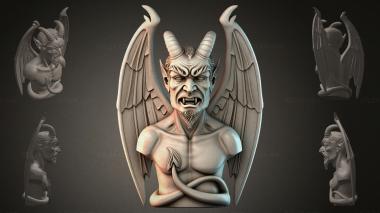 Fantasy busts Demon bust with wings 3d model