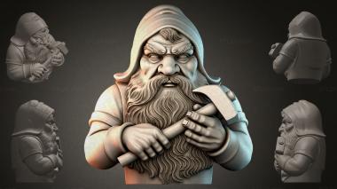 Fantasy busts Dwarf with a Hammer 3d model