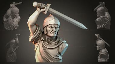 Fantasy busts Bust of a warrior with a sword 3d model