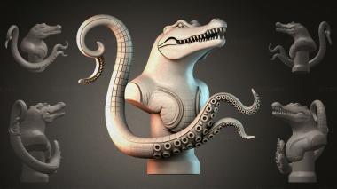 Fantasy busts Crocodile with tentacles 3d model