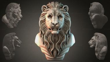 Fantasy busts Lion bas-relief 3d model