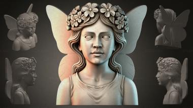 Fantasy busts Fairy bust with wings 3d model