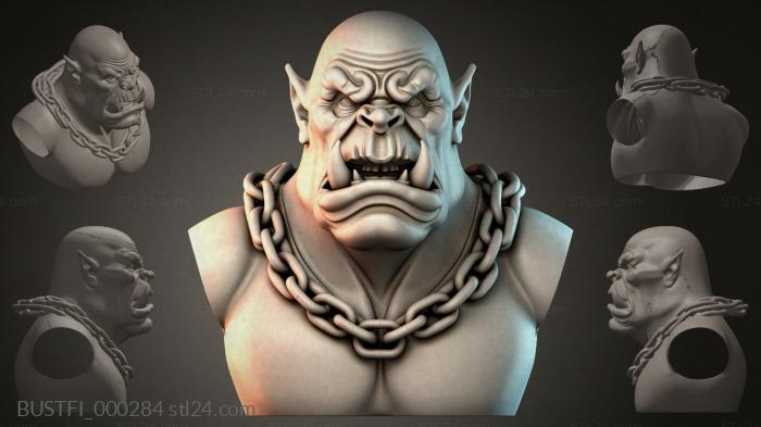 Orc bust with chain 3d STL model