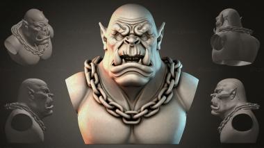 Fantasy busts Orc bust with chain 3d model