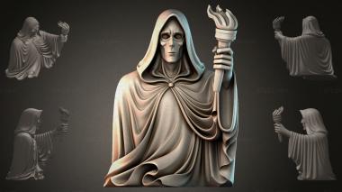 Fantasy busts Figure of a monk with a torch 3d model