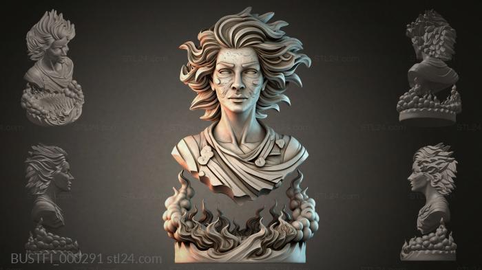 Bust with wavy hair 3d STL model