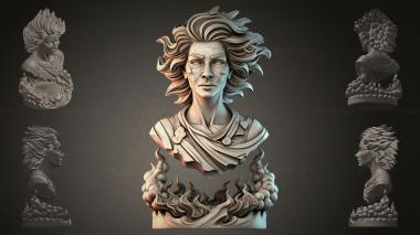 Fantasy busts Bust with wavy hair 3d model