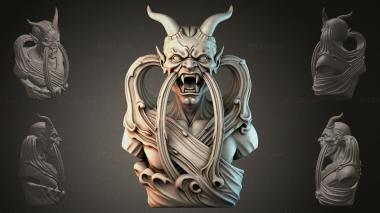 Fantasy busts Demon bust with horns 3d model