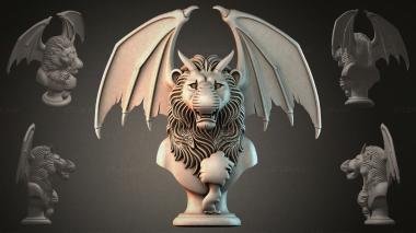 Fantasy busts Bust of a winged lion 3d model