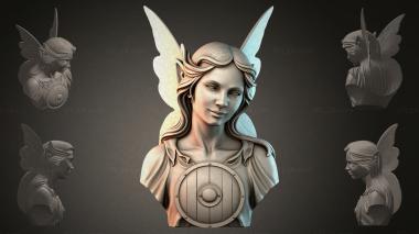 Fantasy busts Bust of a Fairy with a Shield 3d model