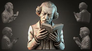 Fantasy busts Bust of a Man Reading 3d model