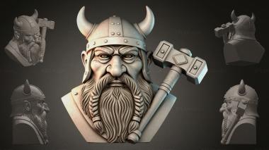 Fantasy busts Bust of a Viking with an ax 3d model