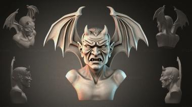Fantasy busts Demon bust with wings 3d model