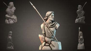 Fantasy busts Bust of a warrior with a spear 3d model