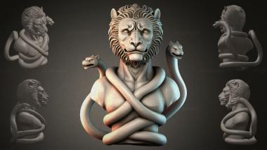 Fantasy busts Bust of a lion with snakes 3d model