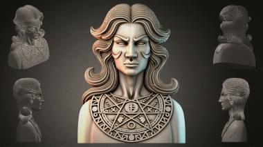 Fantasy busts Bust of a man with an ornament 3d model