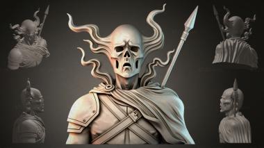 Fantasy busts Bust of a Demon with a Spear 3d model