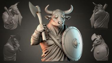 Fantasy busts Bust of a warrior bull 3d model