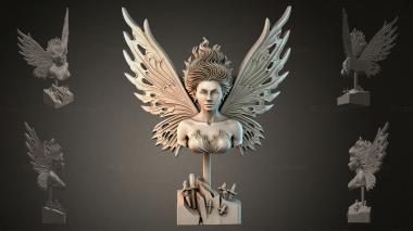 Fantasy busts Fairy bust with wings 3d model