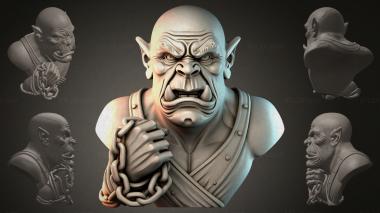 Fantasy busts Orc bust with chain 3d model