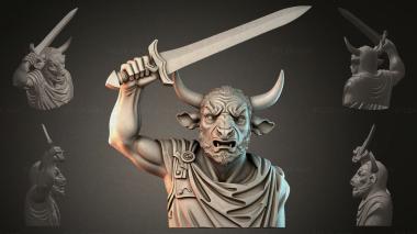 Fantasy busts Bust of a warrior with a sword 3d model