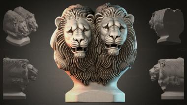 Fantasy busts Double-headed lion bust 3d model
