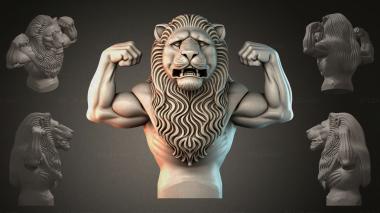 Fantasy busts Bust of a lion 3d model