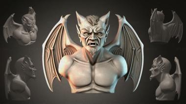 Fantasy busts Demon bust with wings 3d model