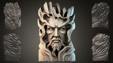 Fantasy busts Face sculpture with horns 3d model