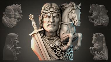Fantasy busts Bust of a warrior with a horse 3d model