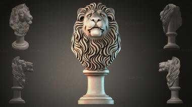 Fantasy busts Lion on a Pedestal 3d model