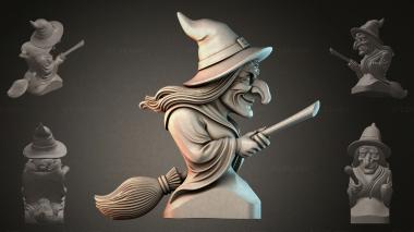 Fantasy busts Witch with a Broom Figurine 3d model
