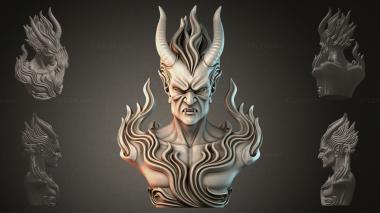 Fantasy busts Demonic bust with horns 3d model